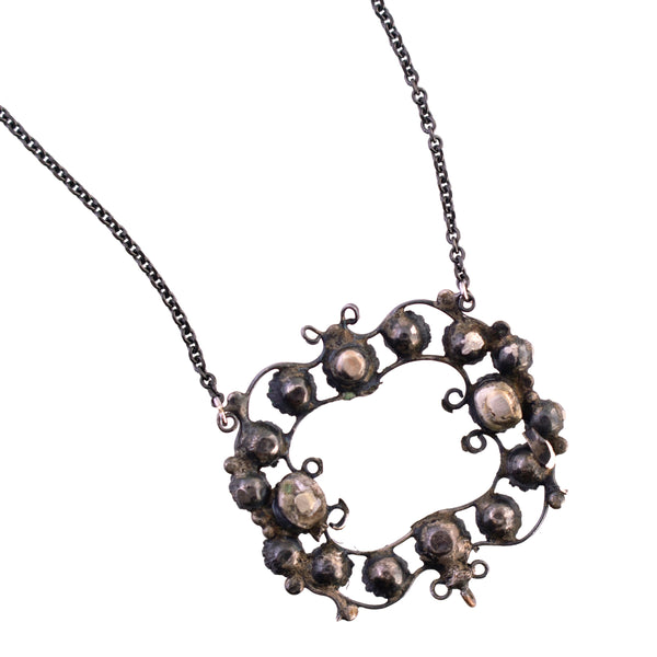 Upcycled Foil Back Rhinestone Pendant on Stainless Chain
