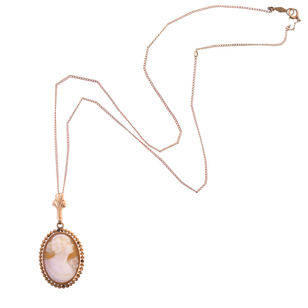 10K Gold Shell Cameo Necklace