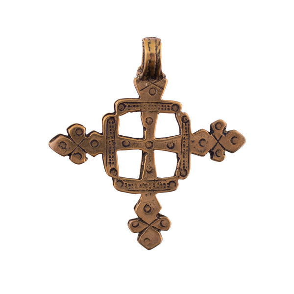 Vintage Brass Etruscan Cross Pendant
