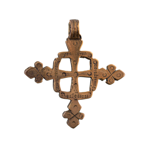 Vintage Brass Etruscan Cross Pendant