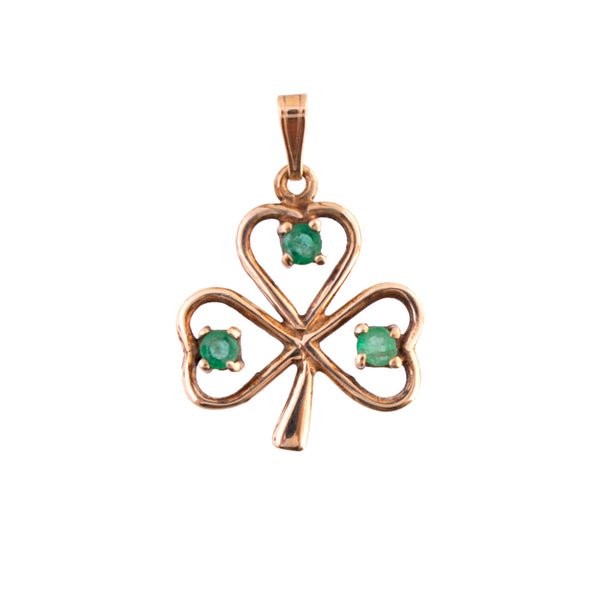 Vintage 10K Gold Emerald Clover Charm