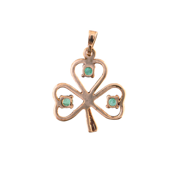 Vintage 10K Gold Emerald Clover Charm