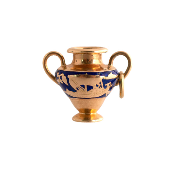 18K Gold Enameled Vase Charm