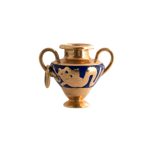 18K Gold Enameled Vase Charm