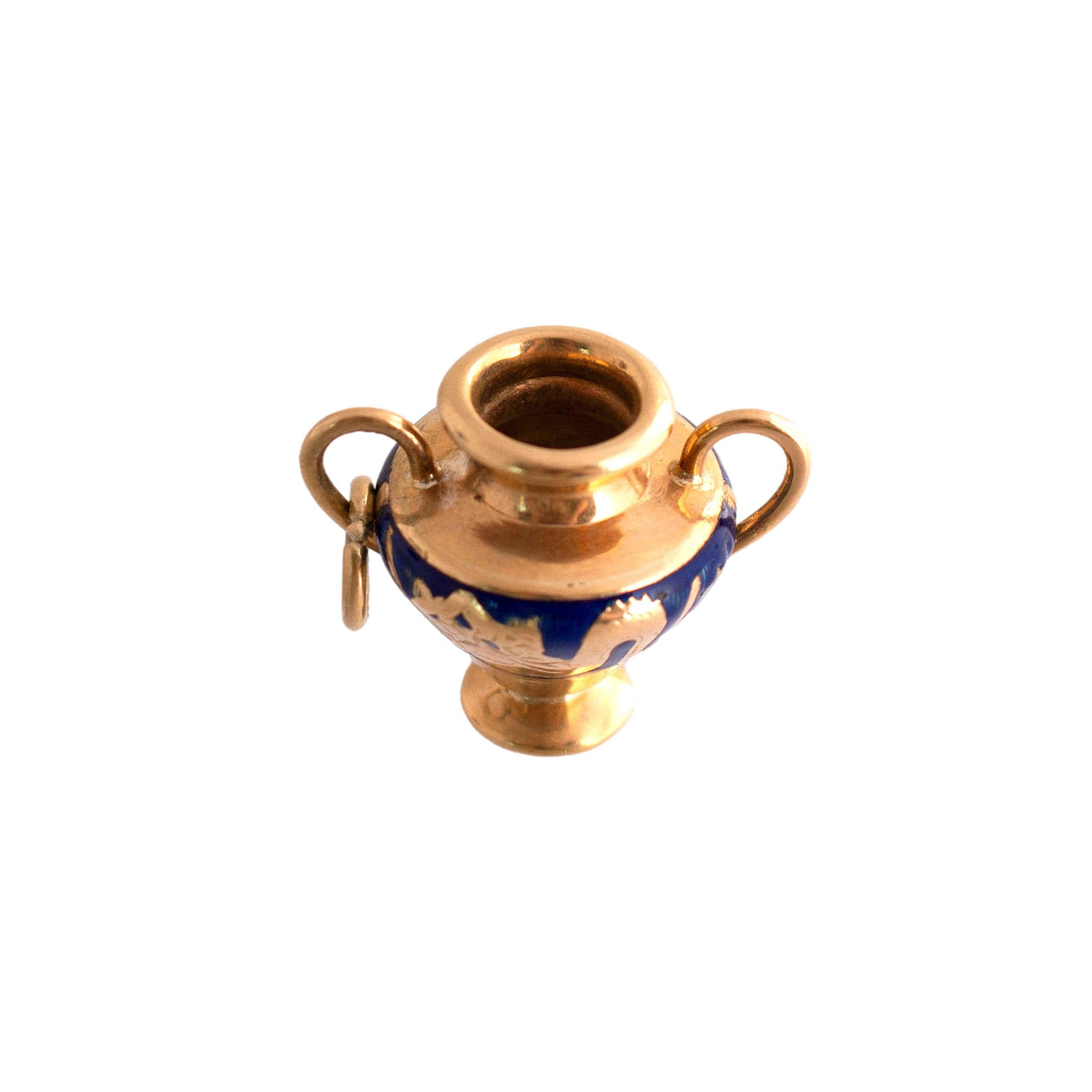 18K Gold Enameled Vase Charm