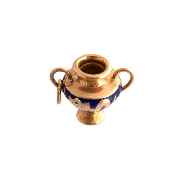 18K Gold Enameled Vase Charm