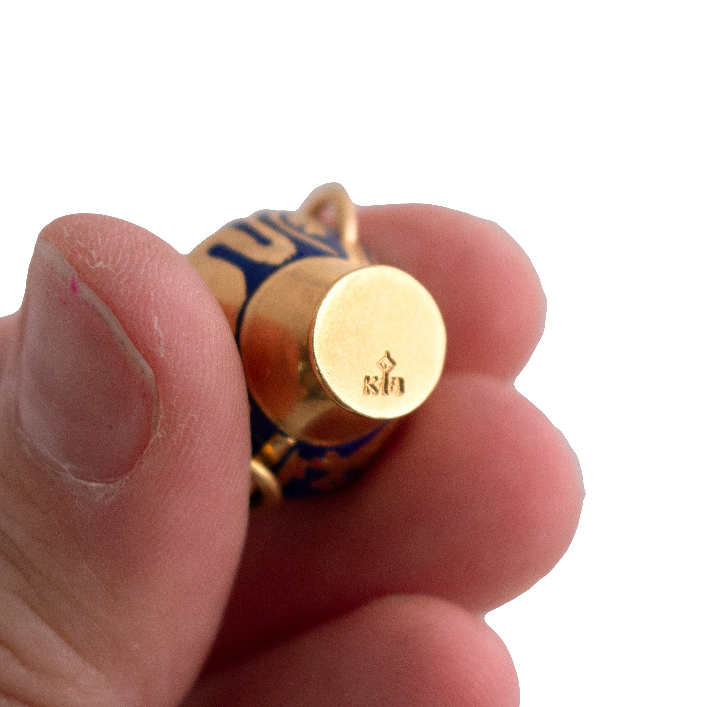 18K Gold Enameled Vase Charm