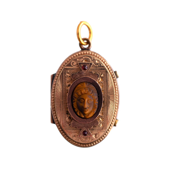Gold Filled Tiger's Eye Cameo Locket