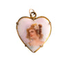 Heart Shaped Painted Porcelain Lady Pendant