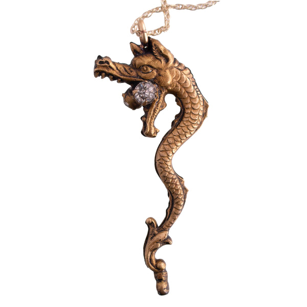 Upcycled Dragon Hat Pin Necklace