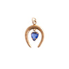 14K Gold Synthetic Sapphire Horseshoe Charm
