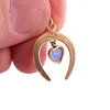 14K Gold Synthetic Sapphire Horseshoe Charm