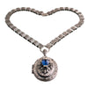 Silver Tone Book Link Necklace with Locket