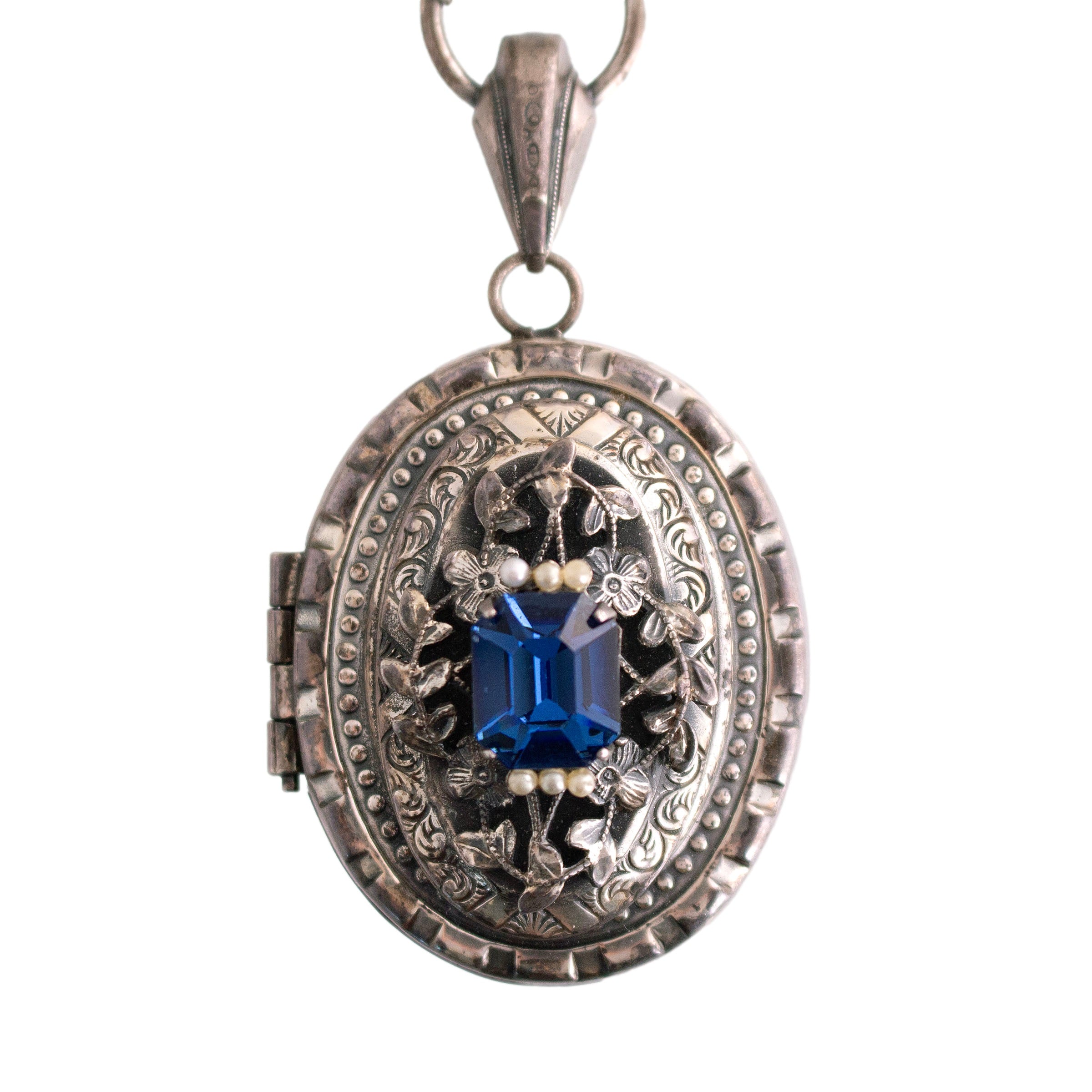 Silver Tone Book Link Necklace with Locket