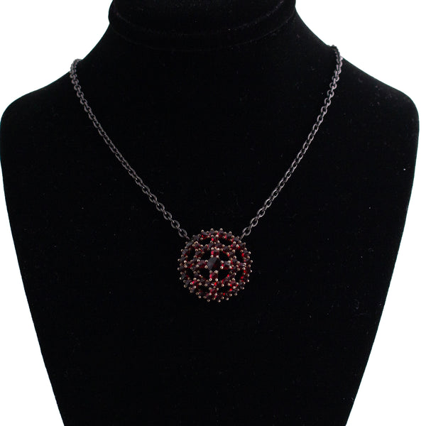 Upcycled Bohemian Garnet Circle Necklace