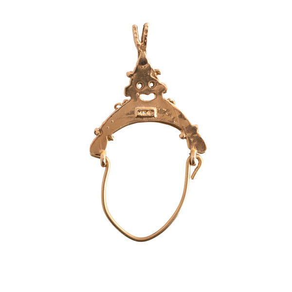 14K Gold Clown Charm Holder Pendant