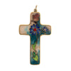 Vintage Cloisonne Floral Cross Pendant