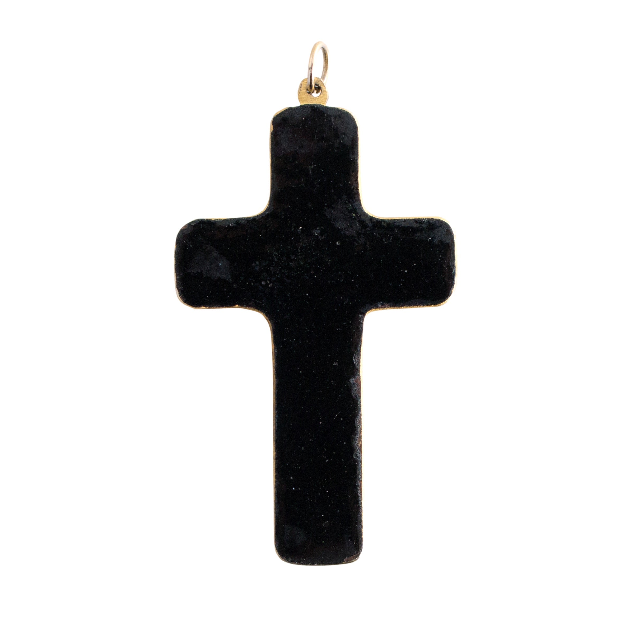 Vintage Cloisonne Floral Cross Pendant