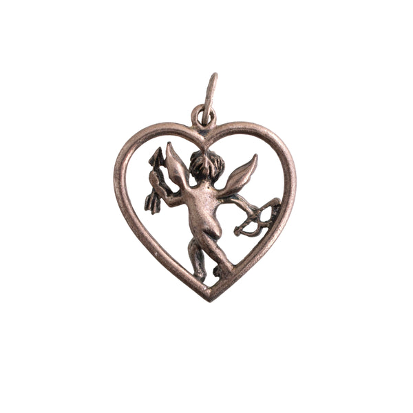 Sterling Cupid and Heart Charm