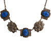 Blue Molded Glass Decorative Link Necklace