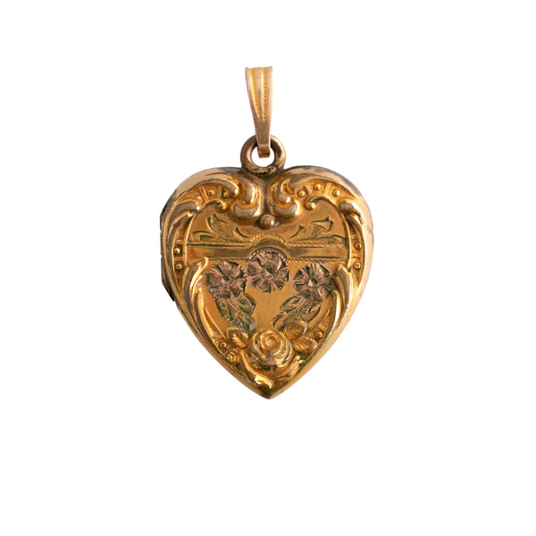 Vintage Gold-Filled Heart Floral Locket