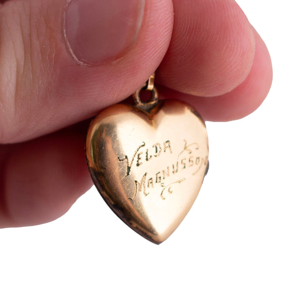 Vintage Gold-Filled Heart Floral Locket