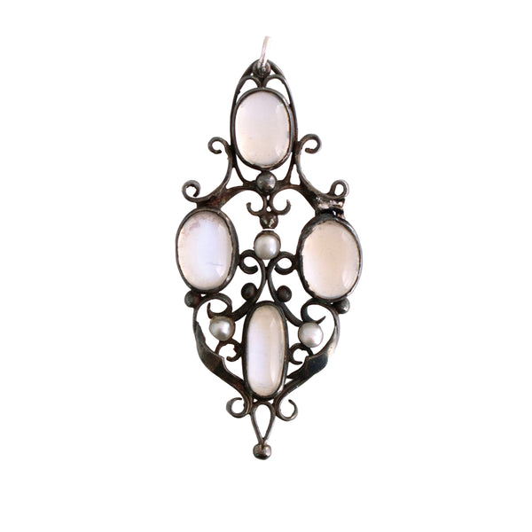 Silver Moonstone and Pearl Pendant