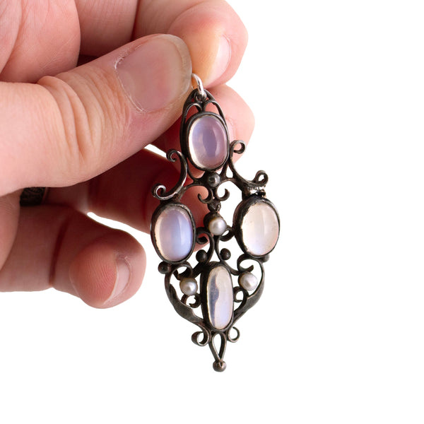 Silver Moonstone and Pearl Pendant