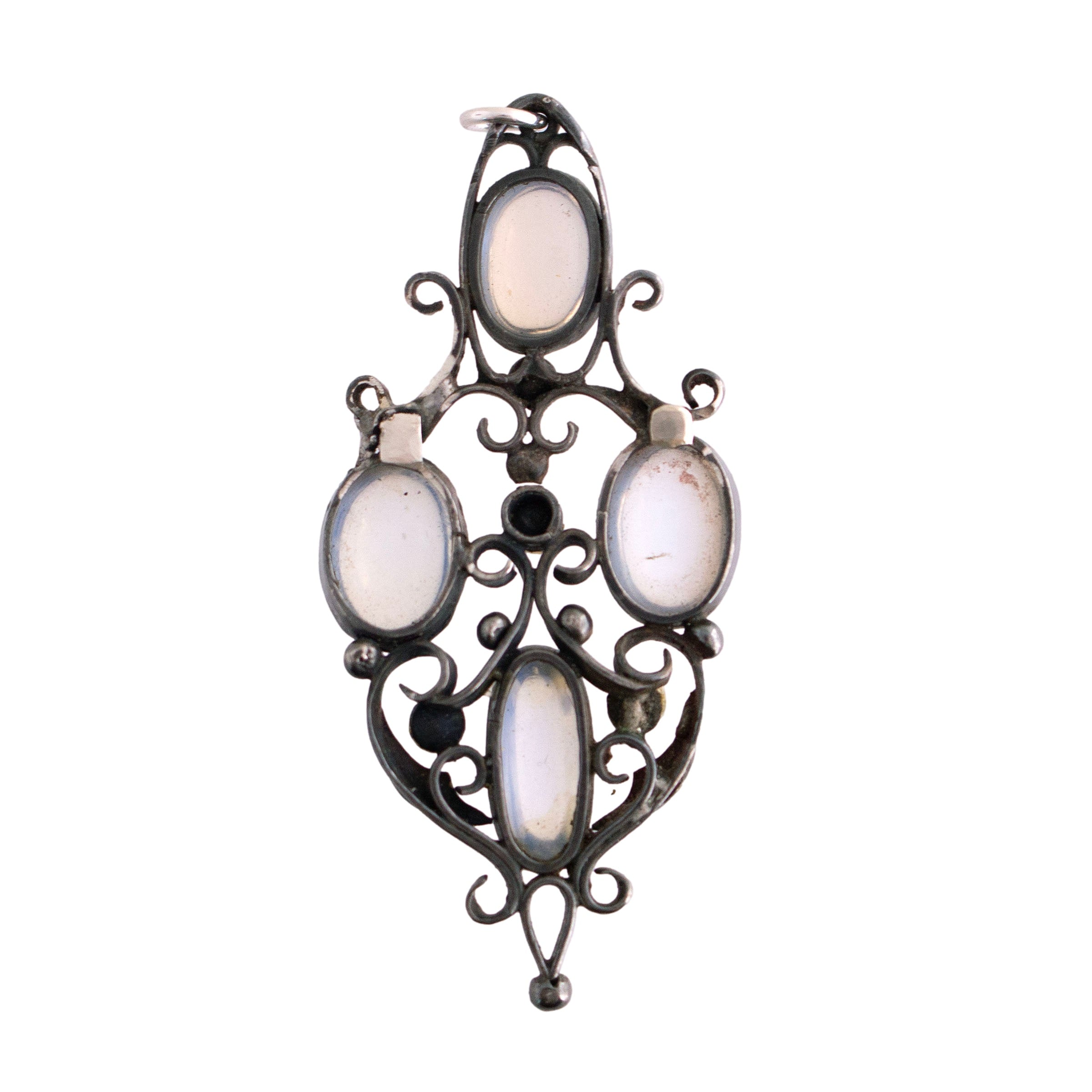 Silver Moonstone and Pearl Pendant