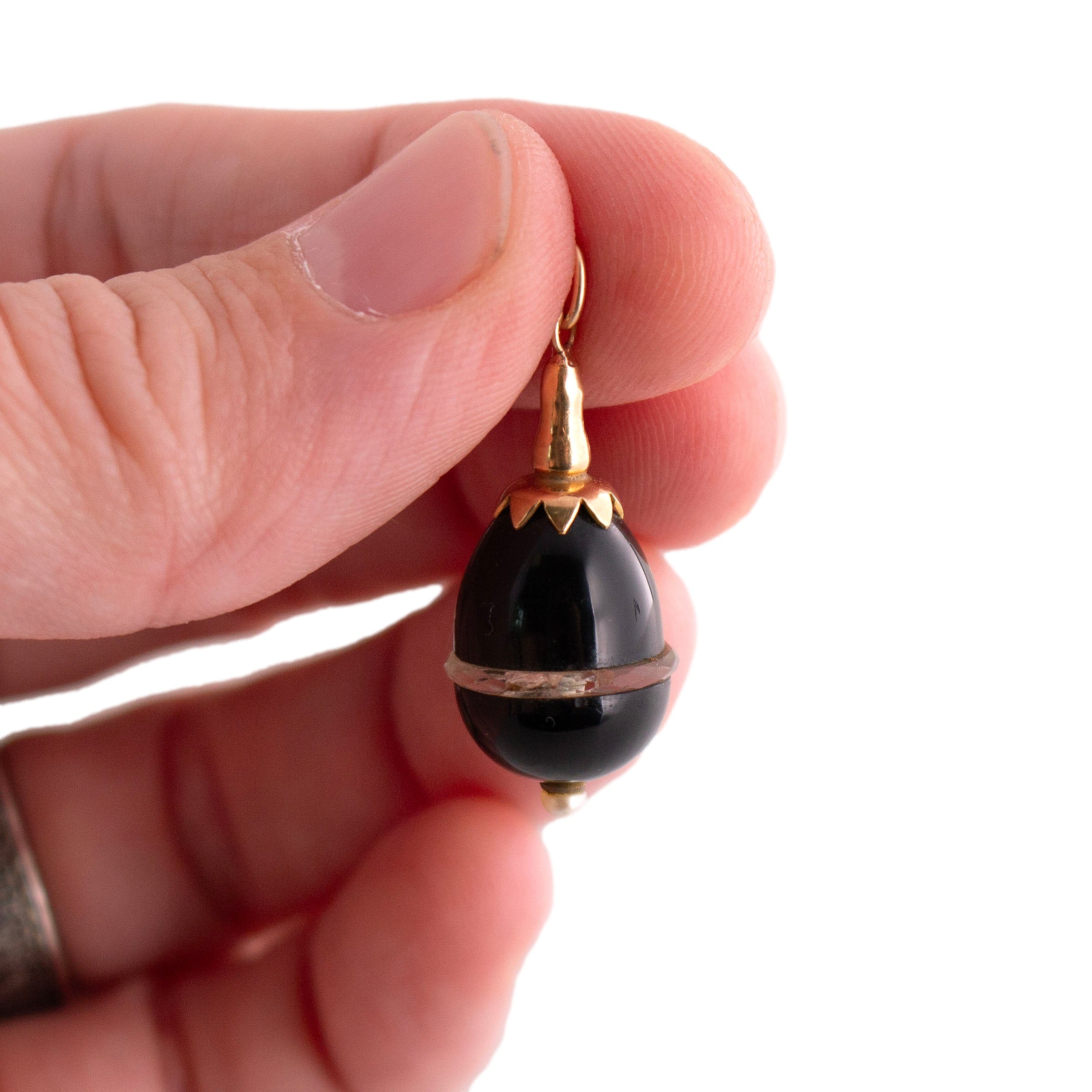 Upcycled Hat Pin Pendant with Onyx and Crystal