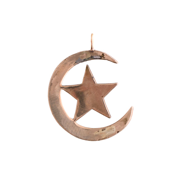 Bohemian Garnet Crescent Moon and Star Upcycled Pendant