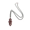 Bohemian Garnet Pendant on Black Stainless Chain