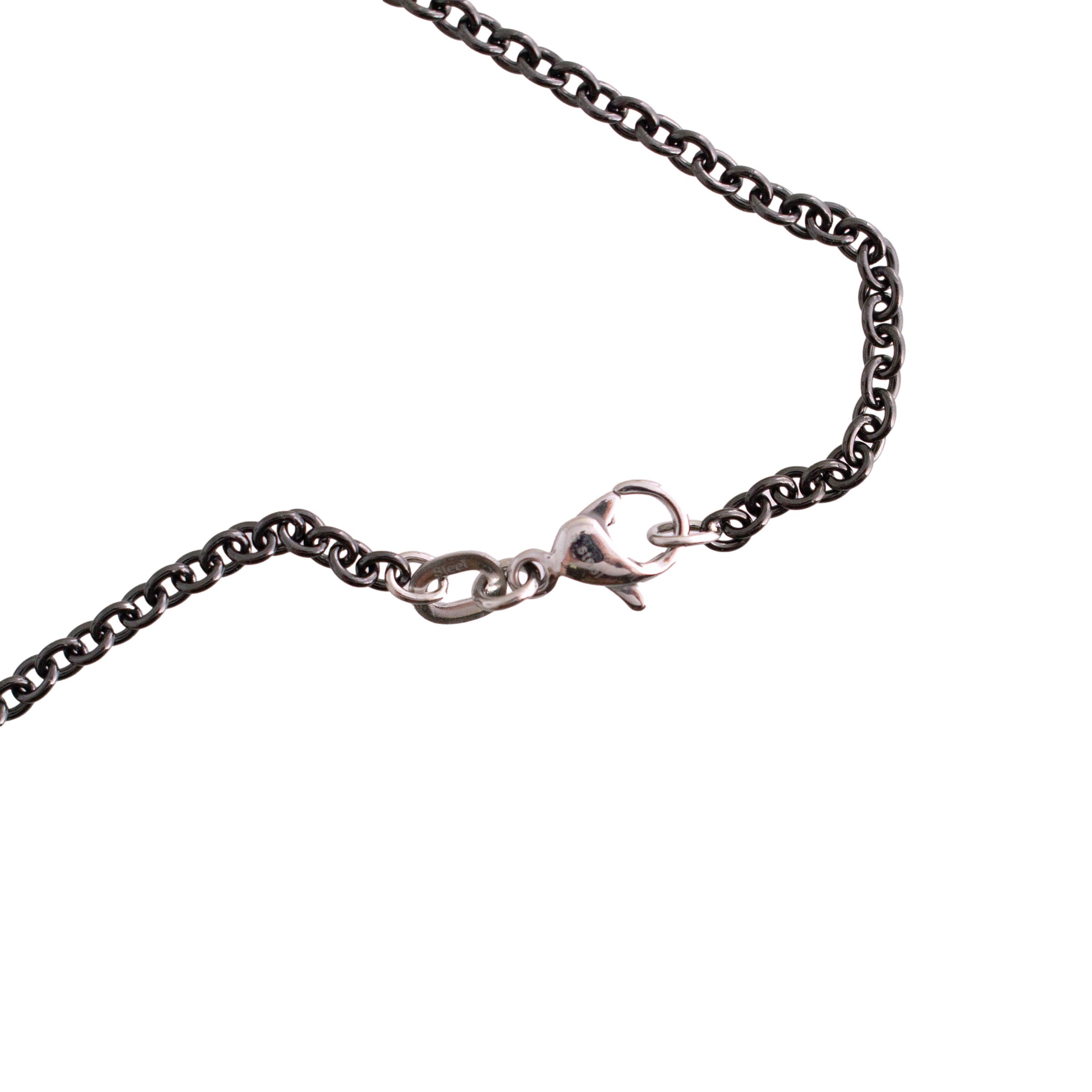 Bohemian Garnet Pendant on Black Stainless Chain