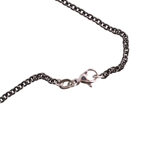 Bohemian Garnet Pendant on Black Stainless Chain