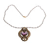 Upcycled Purple Brass Pendant on Labradorite Wire Wrapped Chain