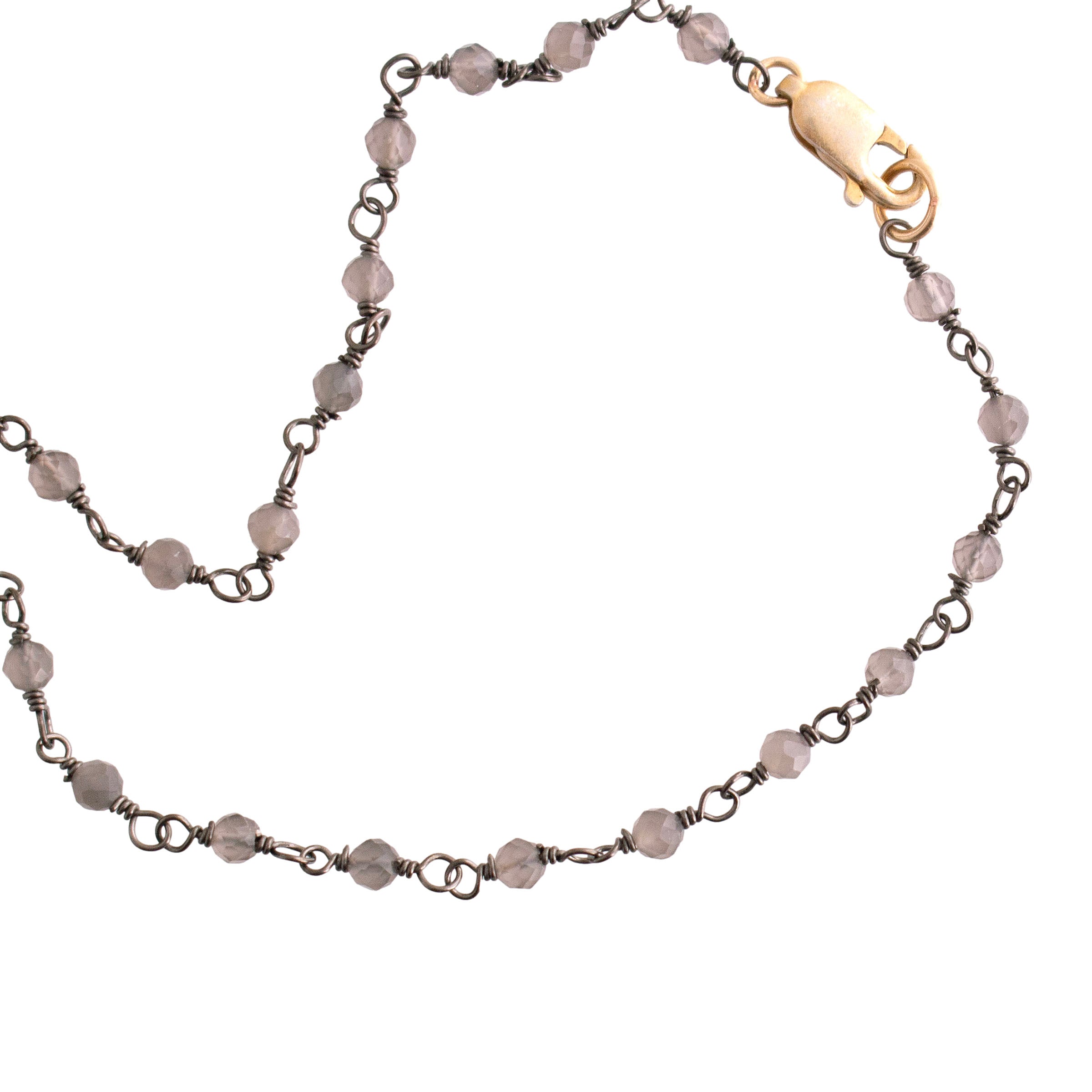 Upcycled Purple Brass Pendant on Labradorite Wire Wrapped Chain