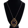 Upcycled Purple Brass Pendant on Labradorite Wire Wrapped Chain