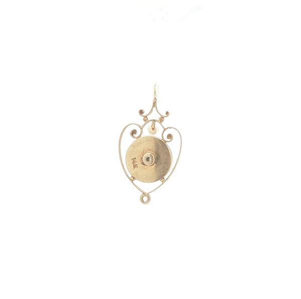 14K Onyx and Seed Pearl Charm