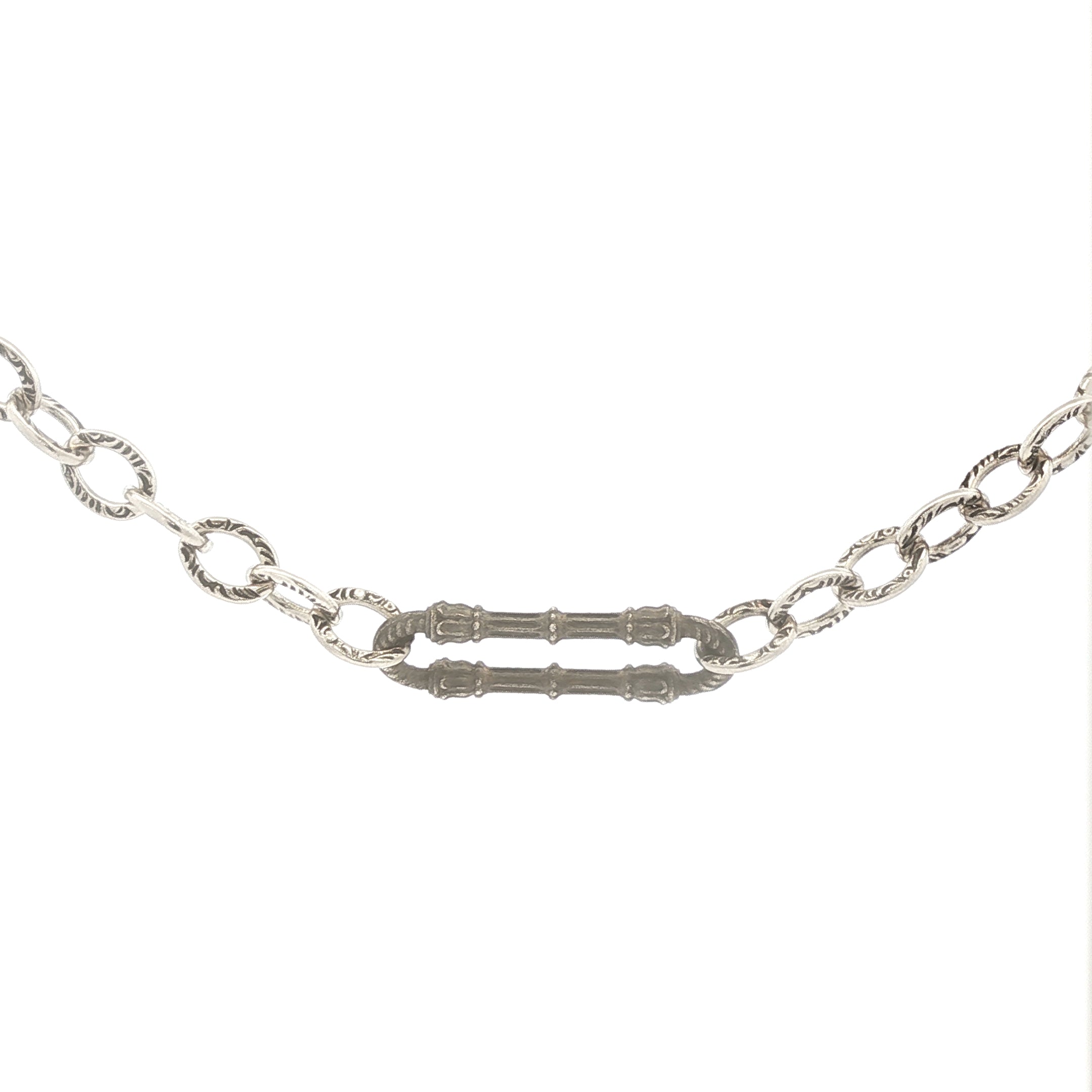 Wrought Iron Link Necklace on Textured Chain