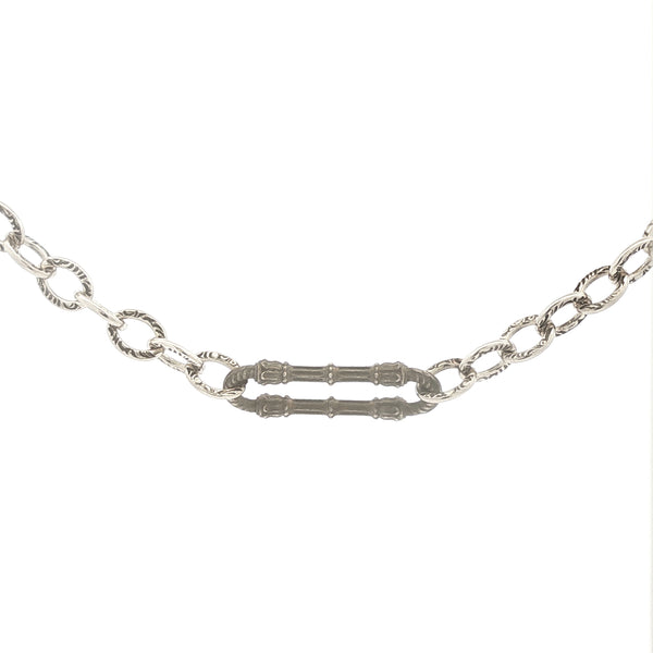 Wrought Iron Link Necklace on Textured Chain