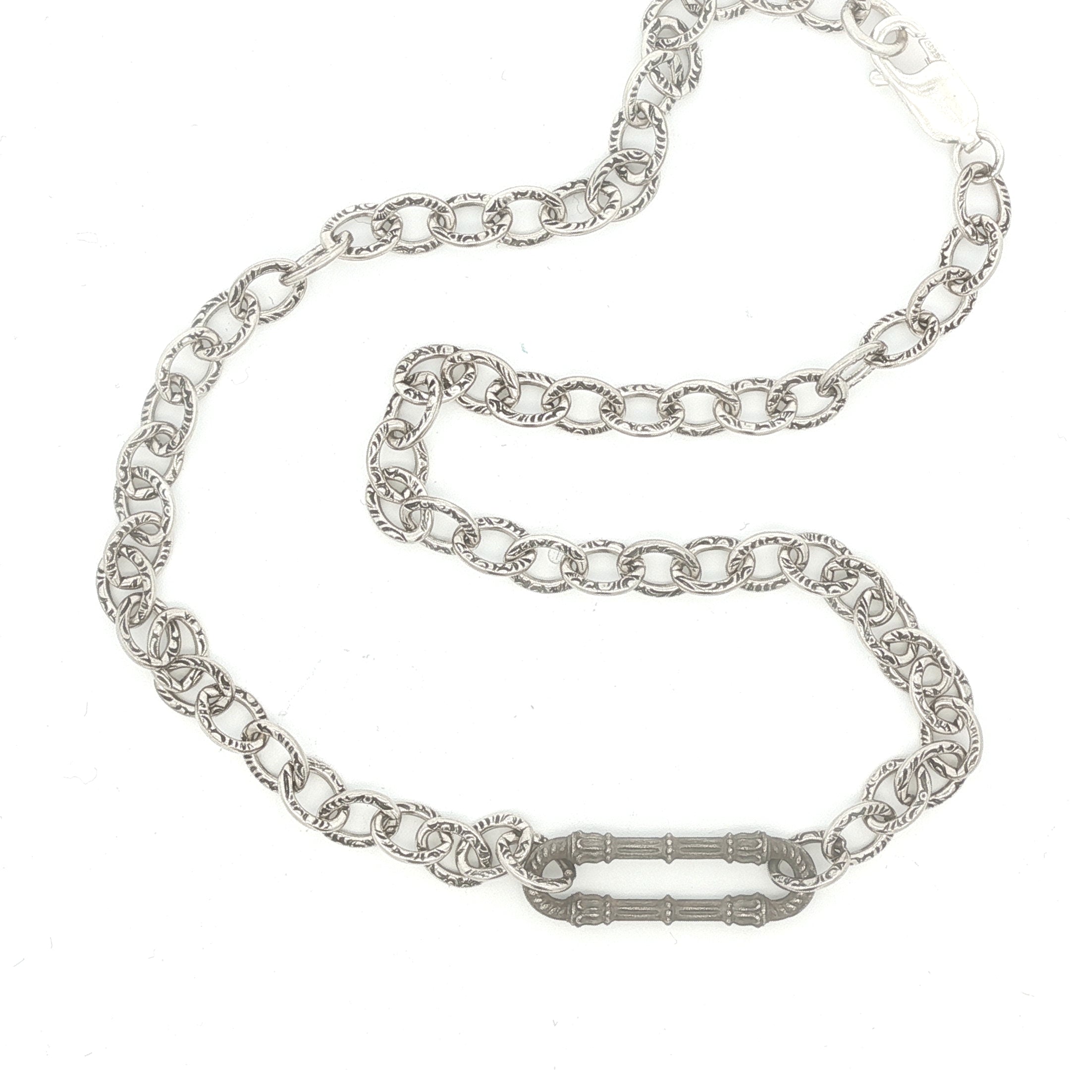 Wrought Iron Link Necklace on Textured Chain