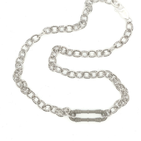 Wrought Iron Link Necklace on Textured Chain