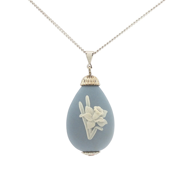 Jasperware Daffodil Easter Egg Pendant on Chain