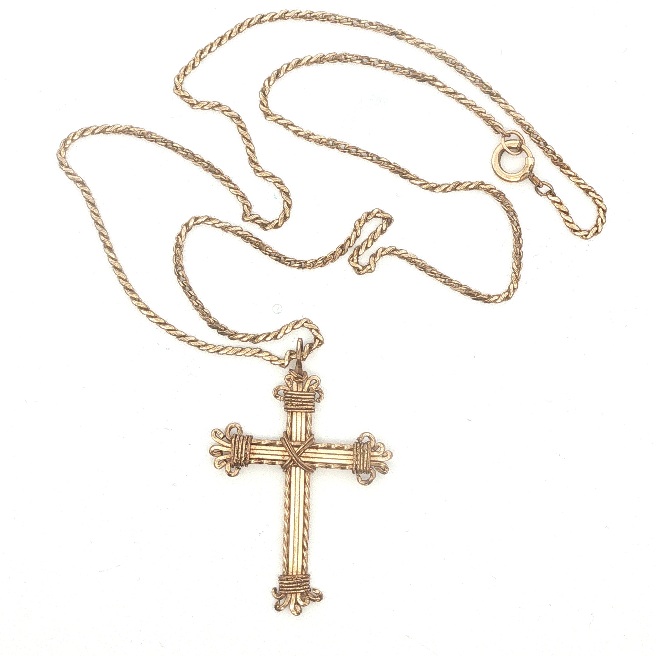 Vintage Wire Wrapped Cross on Chain