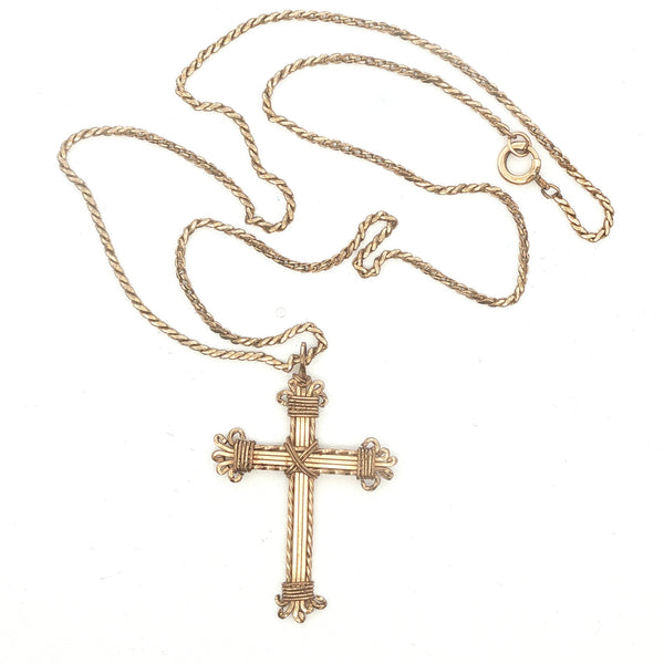 Vintage Wire Wrapped Cross on Chain