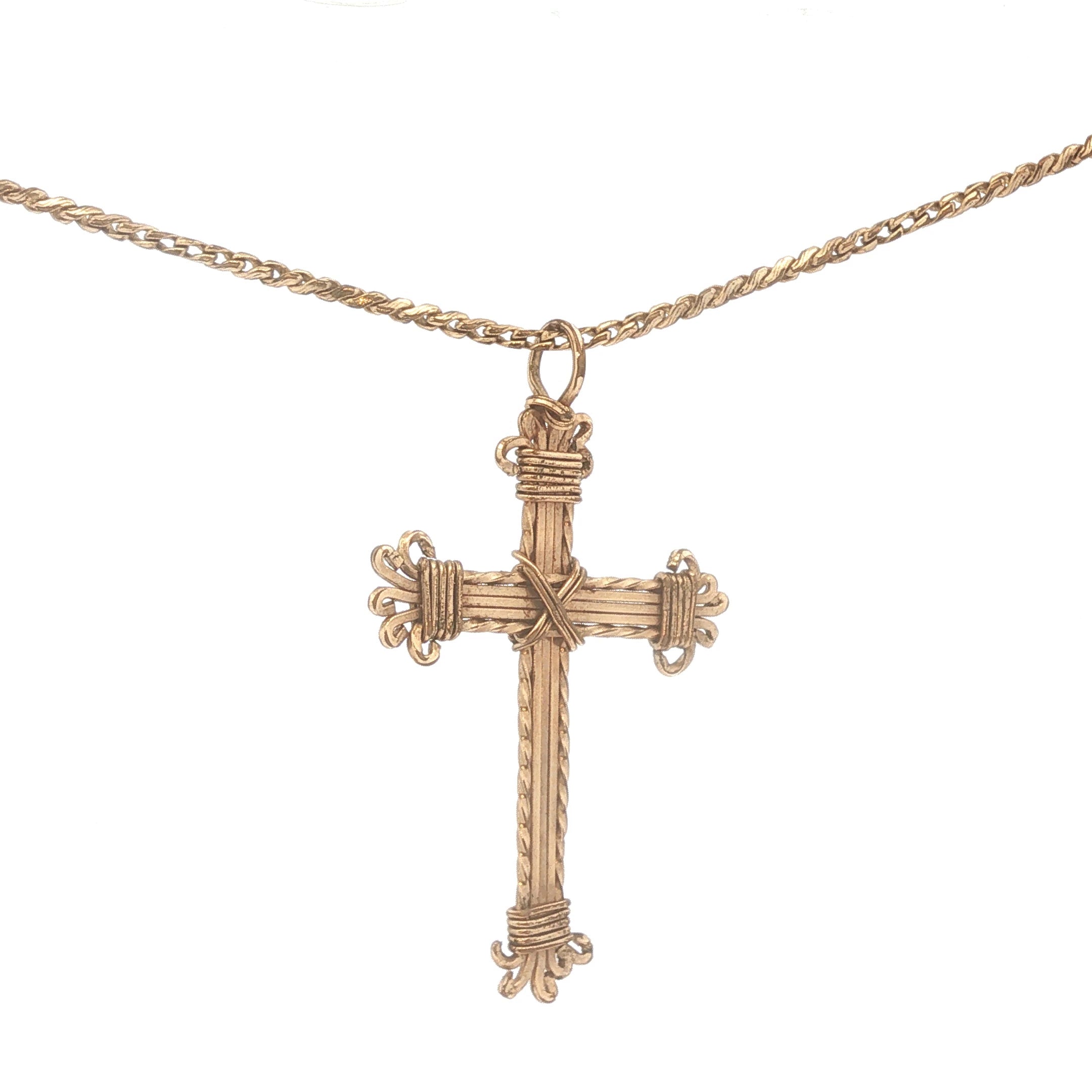 Vintage Wire Wrapped Cross on Chain