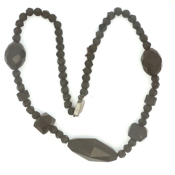 Black Glass Bead Choker Necklace