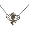 Art Nouveau Lady on Black Stainless Chain
