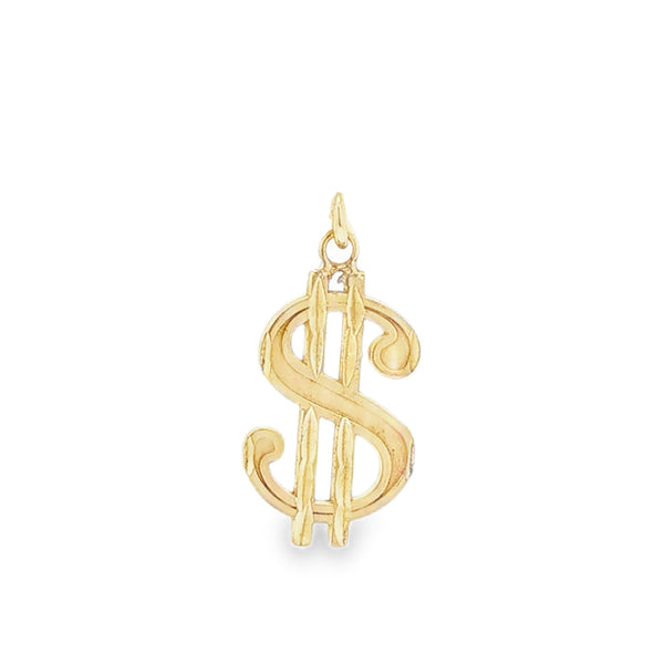 14K Gold Dollar Sign Charm