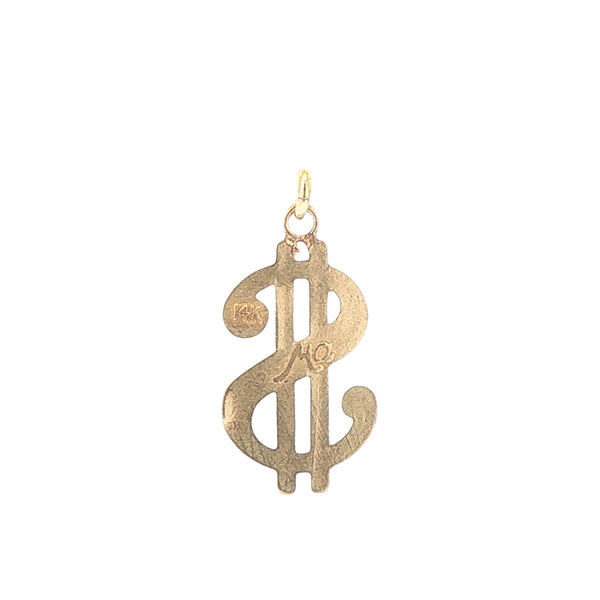 14K Gold Dollar Sign Charm